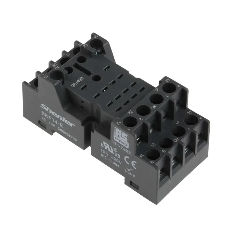 RS PRO 14 Way 300V DIN Rail Relay Socket, for use with RS PRO RKE & RKF 14 Pin Relays 121-7802