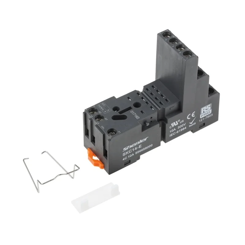 RS PRO 14 Way 300V DIN Rail Relay Socket for Use with RS PRO RKE & RKF 14 Pin Relays 121-7803