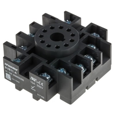 RS PRO 11 Way 300V DIN Rail Relay Socket for Use with RS PRO RUB Relays 121-7842