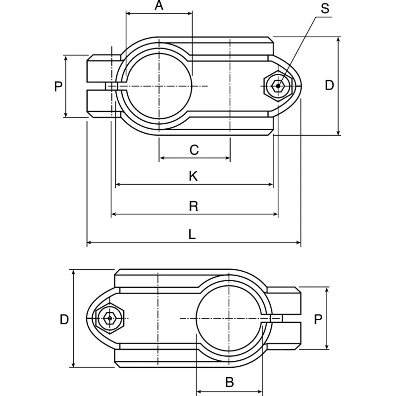 Rose+Krieger M6 Cross Clamp Connecting Component for Strut Profile 12 to 18 mm and Round Tube Sizes 12 to 15 mm K00018CCE
