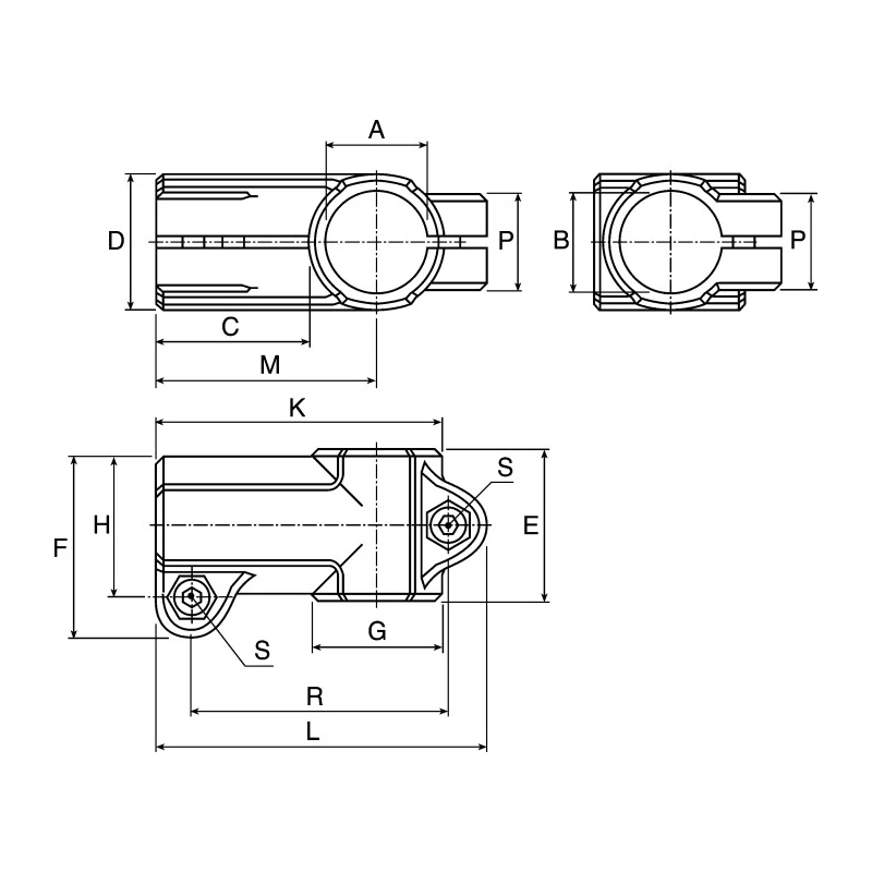 Rose+Krieger M6 Angle Clamp Connecting Component for Strut Profile 12 to 18 mm Round Tube Sizes 12-15 mm K10018CCE