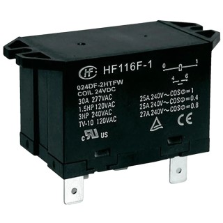 Hongfa Europe GMBH Flange Power Relay 24V DC Coil 25A Switching Current DPST HF116F-1/024DF-2HTFW