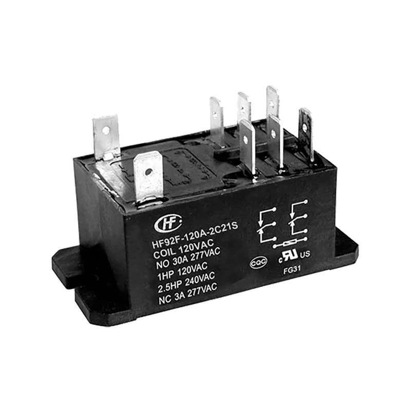 Hongfa Europe GMBH Flange Power Relay, 120V AC Coil, 30A Switching Current, DPDT, Quick Connect Terminals HF92F-120A-2C21S