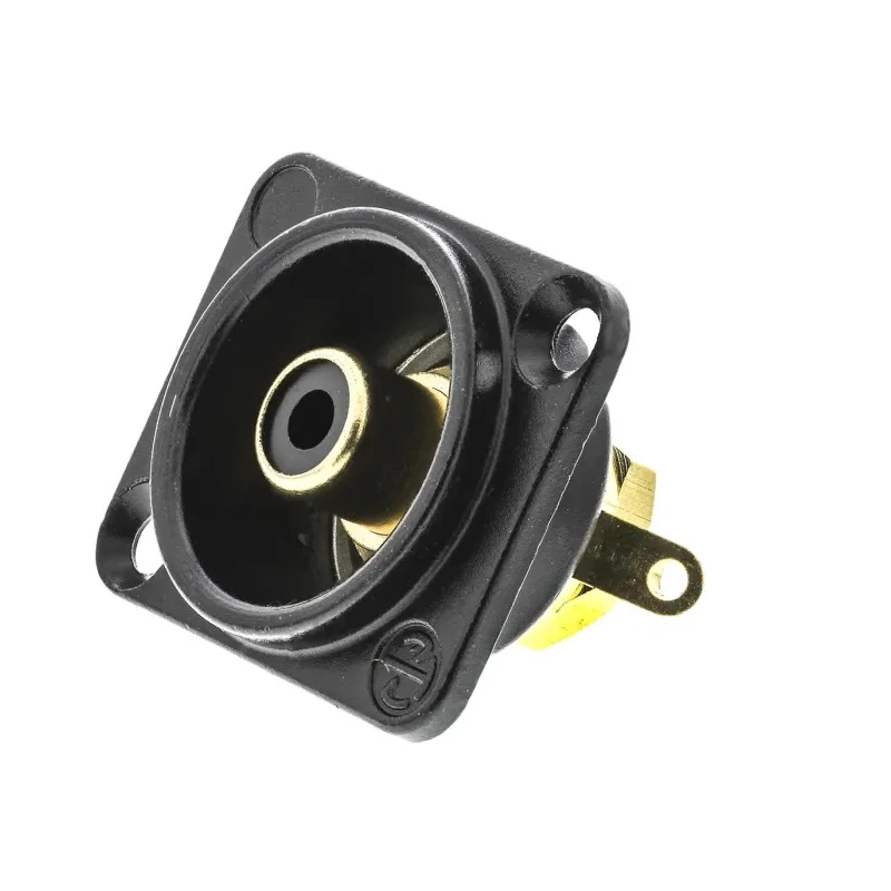 Neutrik Black Straight Panel RCA Socket, Gold over Nickel, 16A NF2D-B-0