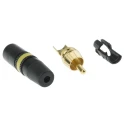 Re-An Products Black, Yellow Straight RCA Plug, Gold Plated Brass Contacts, 1A Current NYS373-4