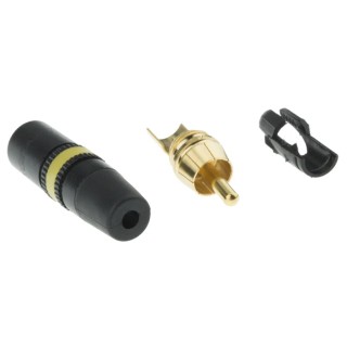 Re-An Products Black, Yellow Straight RCA Plug, Gold Plated Brass Contacts, 1A Current NYS373-4