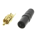 Re-An Products Black Straight RCA Plug with Gold Contact Plating 50V 1A NYS373-0