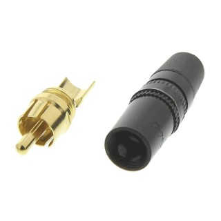 Re-An Products Black Straight RCA Plug with Gold Contact Plating 50V 1A NYS373-0