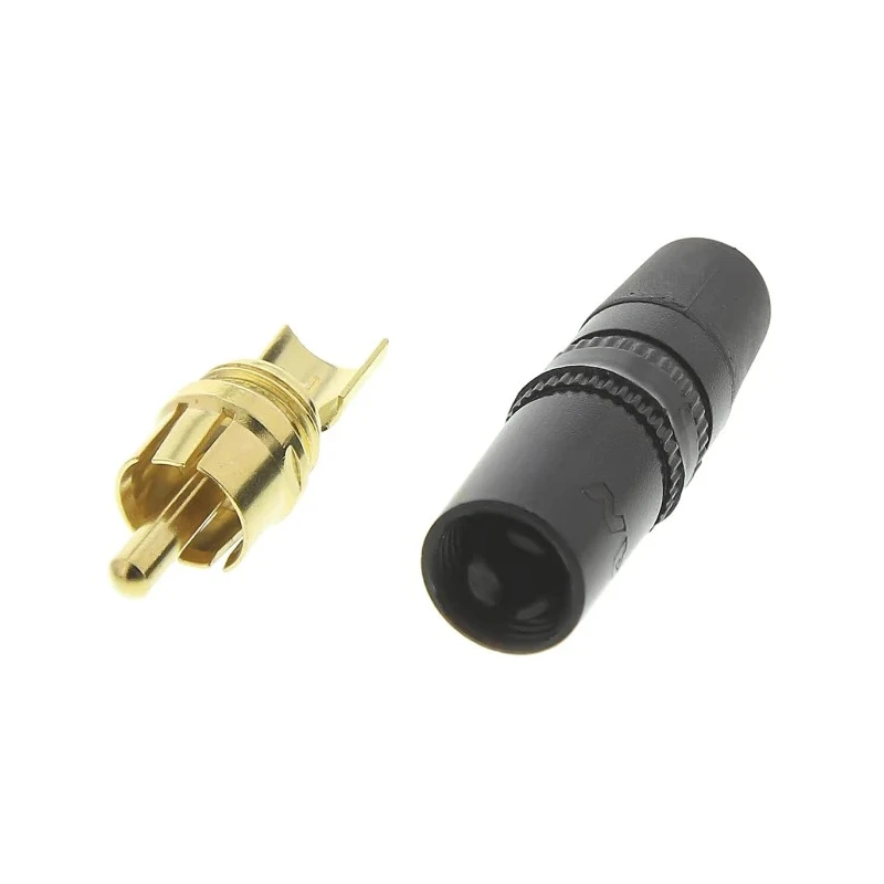 Re-An Products Black Straight RCA Plug with Gold Contact Plating 50V 1A NYS373-0