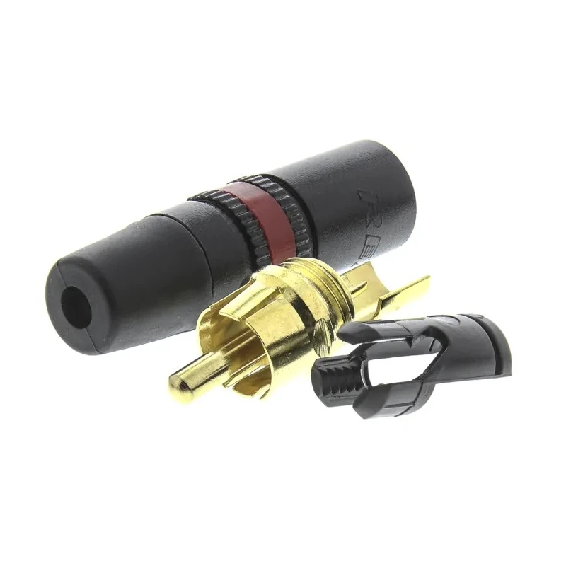 Re-An Products Black and Red Straight RCA Plug Gold Plated Contacts 1A NYS373-2