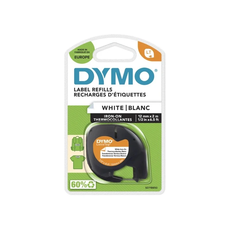 Dymo Black on White Label Printer Tape 12 mm Width 2 m Length S0718850