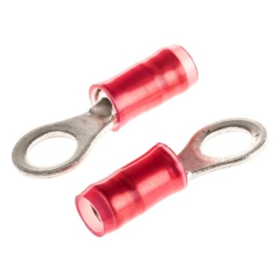 TE Connectivity PIDG Insulated Ring Terminal M4.5 Stud Size, 22 AWG to 16 AWG Wire Size, Red 36153