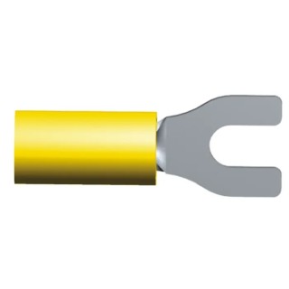 TE Connectivity PIDG Insulated Fork Terminal Nylon Yellow 12 AWG to 10 AWG M4 Stud Size 27.81mm Length 32588