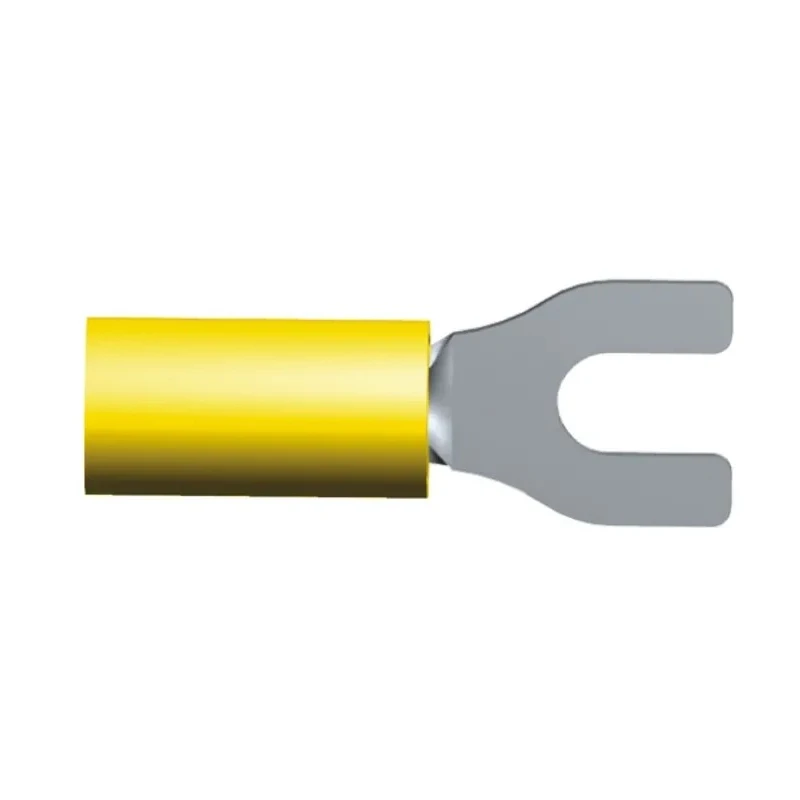 TE Connectivity PIDG Insulated Fork Terminal Nylon Yellow 12 AWG to 10 AWG M4 Stud Size 27.81mm Length 32588
