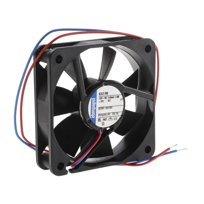 ebm-papst 600 F Series Axial Fan 12V dc 1.4W 33 m³/h Air Flow Sleeve Bearing 60mm 612FH