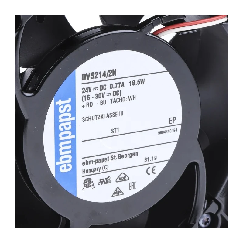 ebm-papst DV 5200 Series Axial Fan, 24V DC, 20 W, 850 mA Max, 270 m³/h Air Flow, IP68, 127mm x 127mm x 38mm 