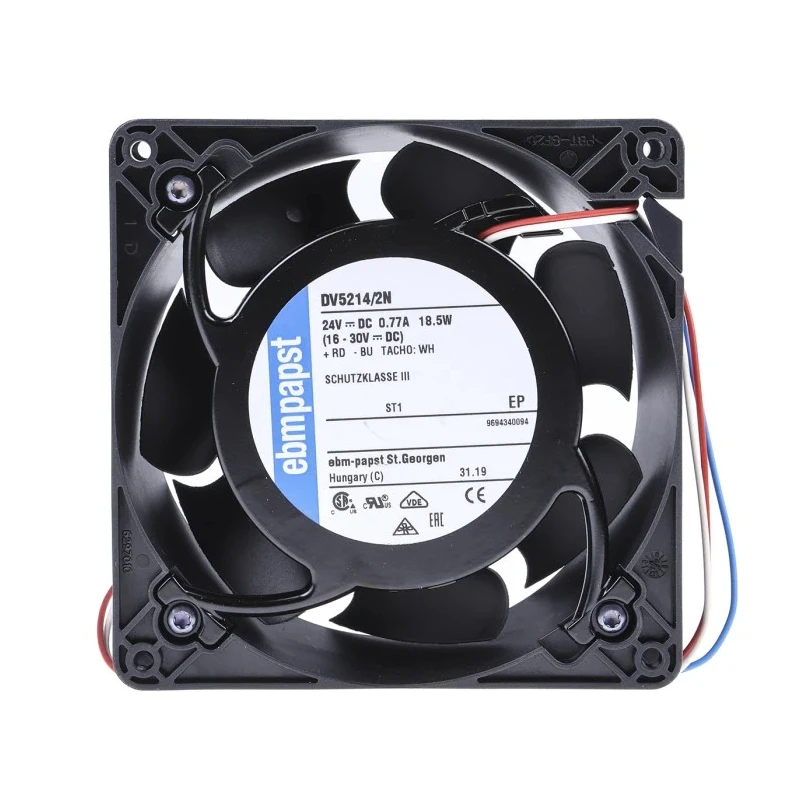 ebm-papst DV 5200 Series Axial Fan, 24V DC, 20 W, 850 mA Max, 270 m³/h Air Flow, IP68, 127mm x 127mm x 38mm 