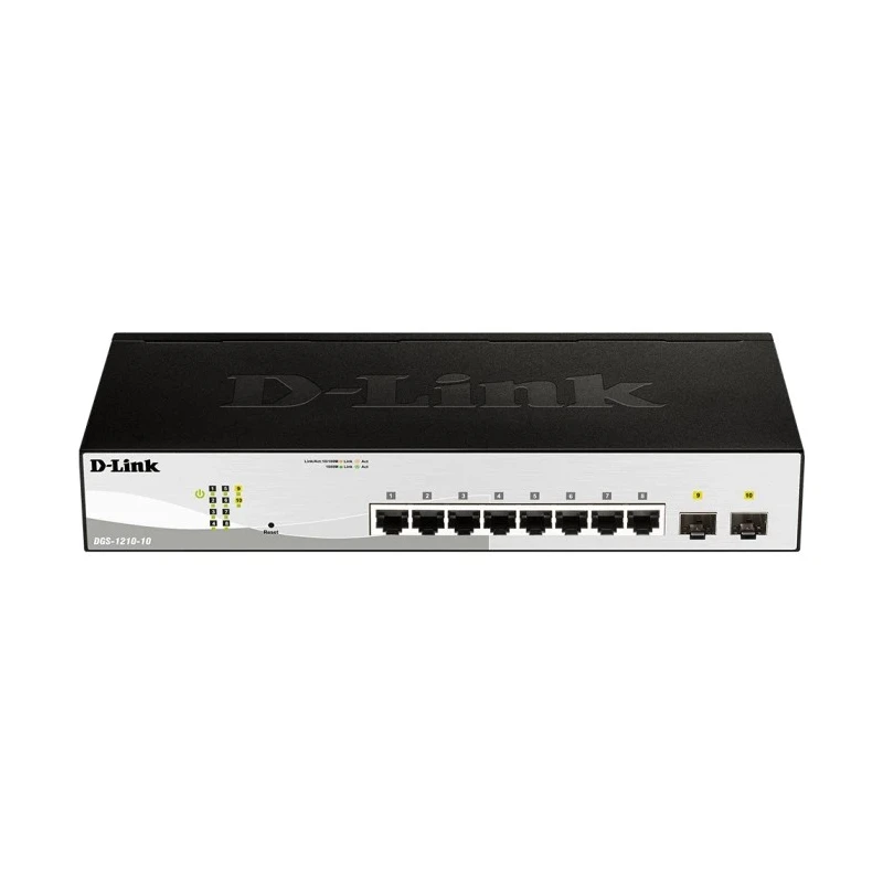 D-Link 10-Port Gigabit Smart Managed Ethernet Switch Rack Mount 8 RJ-45 2 SFP Ports DGS-1210-10