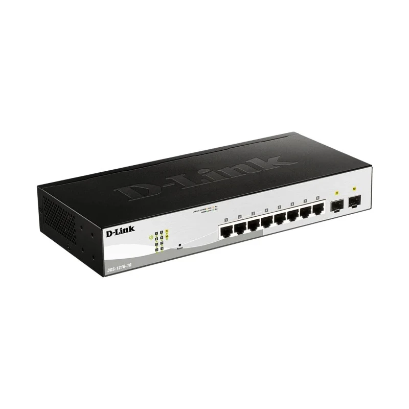 D-Link 10-Port Gigabit Smart Managed Ethernet Switch Rack Mount 8 RJ-45 2 SFP Ports DGS-1210-10