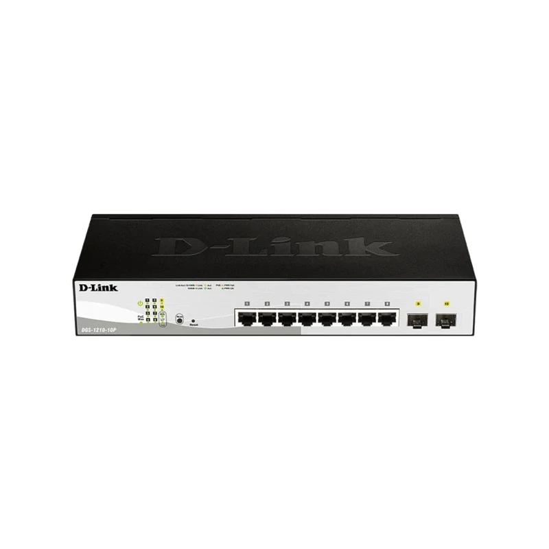 Netgear 10-Port Gigabit Smart Managed PoE Switch with 8 x 10/100/1000BASE-T PoE Ports and 2 x Gigabit SFP Ports DGS-1210-10P