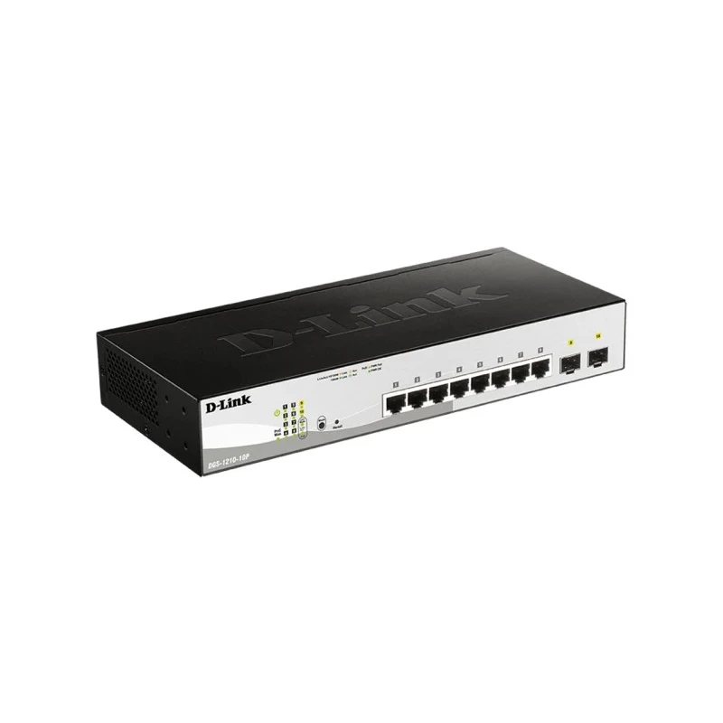 Netgear 10-Port Gigabit Smart Managed PoE Switch with 8 x 10/100/1000BASE-T PoE Ports and 2 x Gigabit SFP Ports DGS-1210-10P