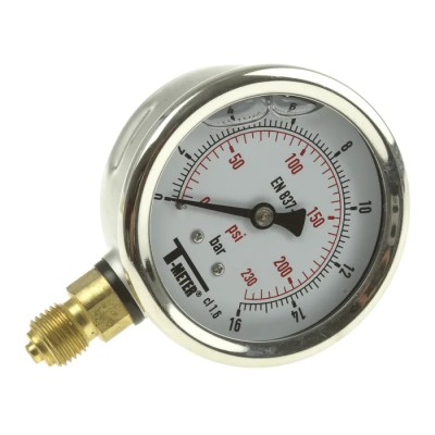 Sferaco 63 mm G 1/4 BSPT Pressure Gauge, Stainless Steel Case, 16 bar, Bottom Entry 1613007