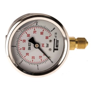 Sferaco 63 mm G 1/4 BSPT Pressure Gauge 6 bar Stainless Steel Case Bottom Entry 1613005