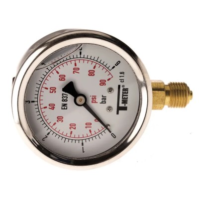 Sferaco 63 mm G 1/4 BSPT Pressure Gauge 6 bar Stainless Steel Case Bottom Entry 1613005