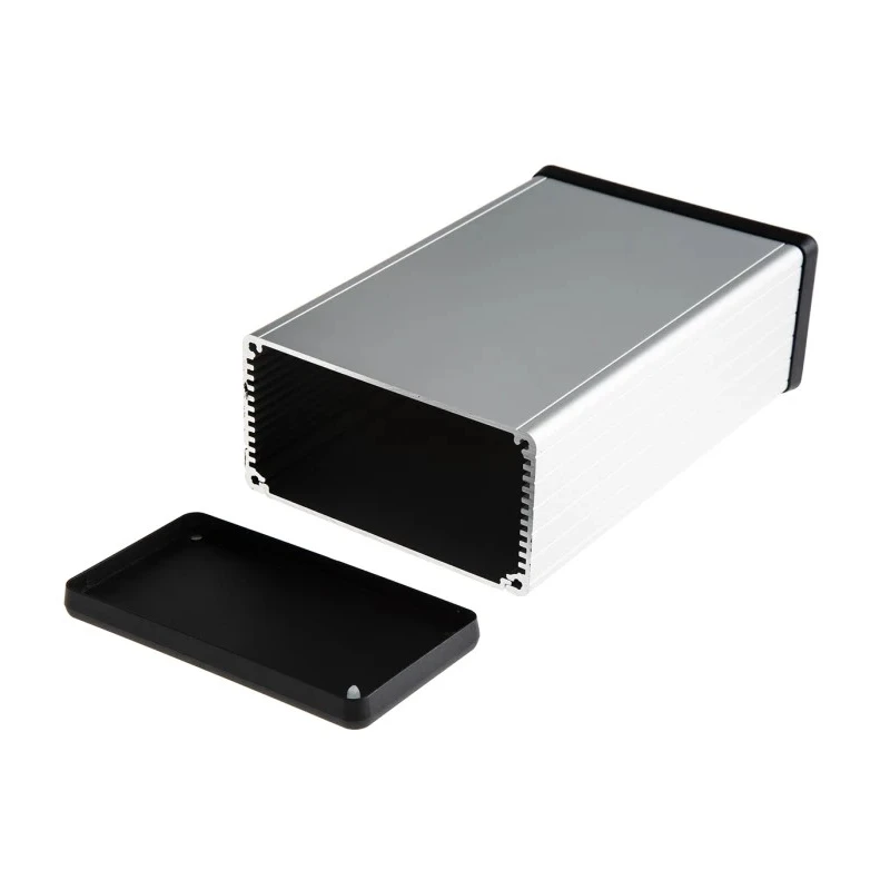 Hammond 1455 Series Silver Black Lid Aluminium Enclosure IP54 53 mm x 160 mm x 103 mm 1455N1602