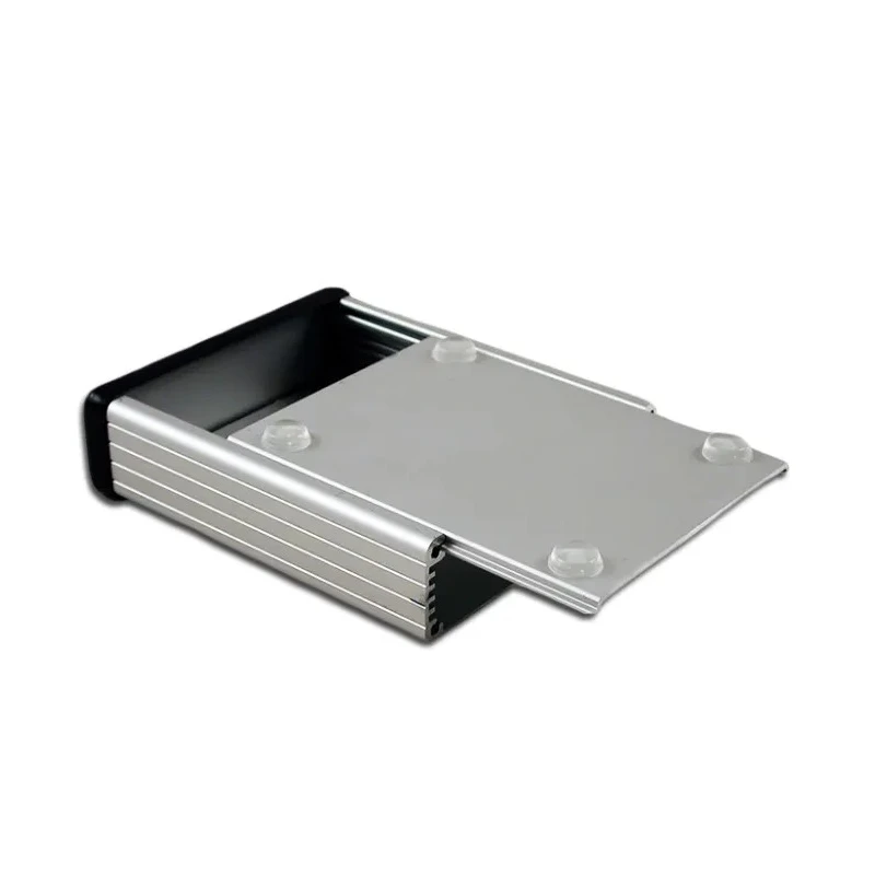Hammond 1455 Series Silver Black Lid Aluminium Enclosure IP54 53 mm x 160 mm x 103 mm 1455N1602