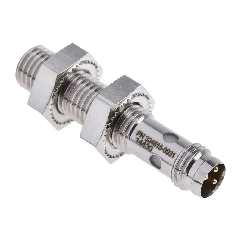 Pepperl + Fuchs Threaded Barrel Inductive Proximity Sensor M8 x 1 Nickel Plated Brass Housing PNP Output 3V NBB2-8GM25-E2-V3
