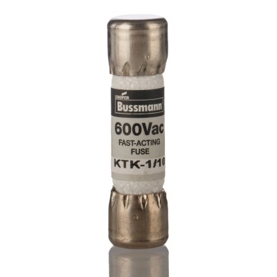 Eaton Melamine Cartridge Fuse 100mA Fast Acting 600V AC 10 x 38 mm KTK1-1/10