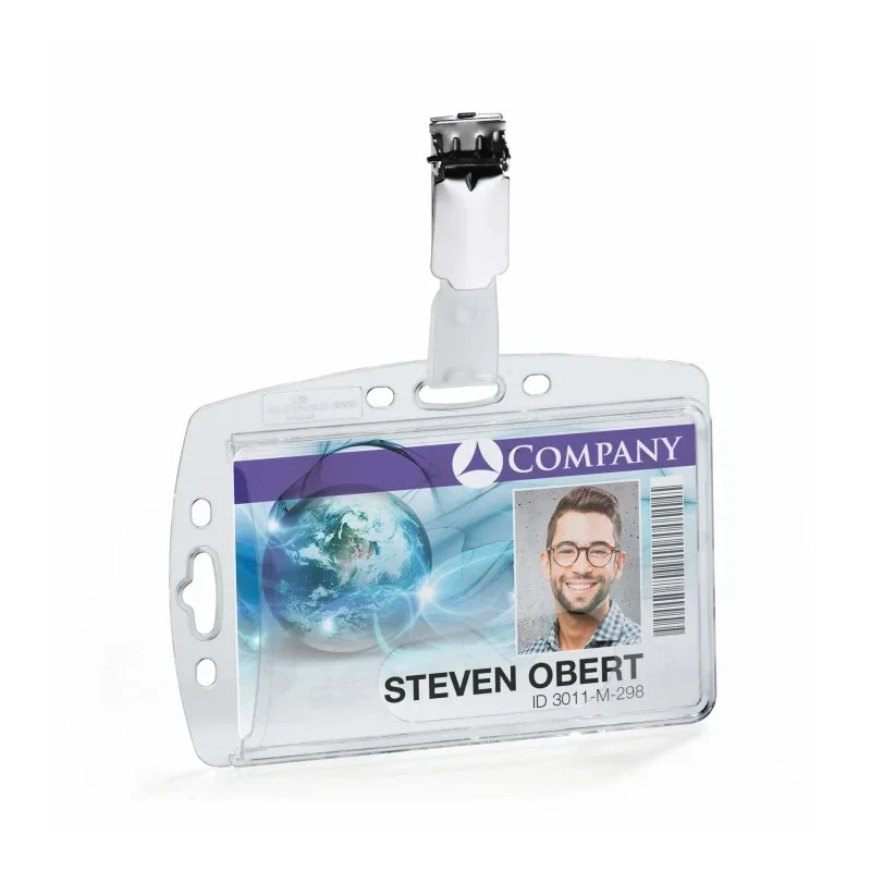 Durable Transparent Acrylic Badge Holder with Clip 87mm x 54mm 8005-19