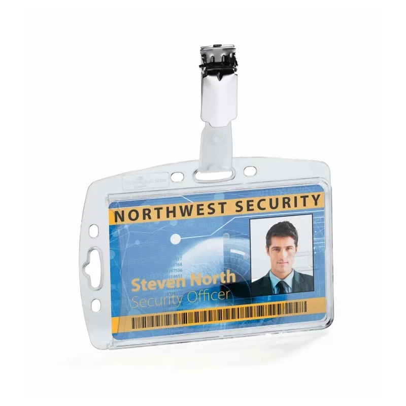 Durable Transparent Acrylic Badge Holder with Clip 87mm x 54mm 8005-19