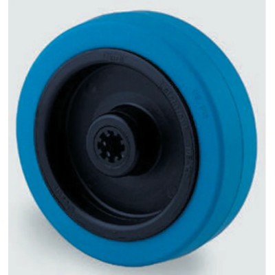 Tente Blue Rubber Trolley Wheel with Polyamide Hub and Roller Bearing, 125mm Diameter, 40mm Width, 250 UFR125x40-12LM44 Blue