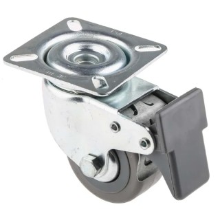 Tente Braked Swivel Castor 50 mm Wheel Diameter Rubber Wheel Load Capacity 55 kg 1677UHO050P40PAF
