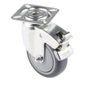 Tente Braked Swivel Castor Rubber Wheel 75 mm Diameter, 75 kg Load Capacity, Polypropylene Hub 2477PJP075P40