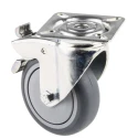 Tente Braked Swivel Castor Rubber Wheel 75 mm Diameter, 75 kg Load Capacity, Polypropylene Hub 2477PJP075P40