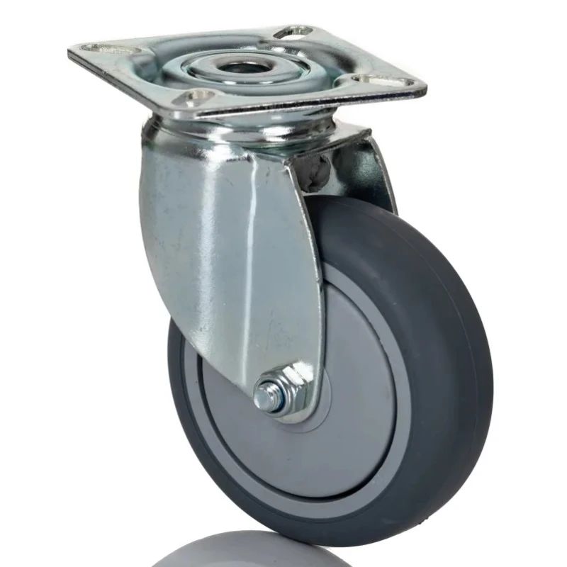 Tente Swivel Braked Castor with Rubber Wheel, 75 mm Diameter, 75 kg Load Capacity, Polypropylene Hub, Double 2470PJP075P40