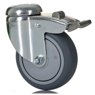 Tente Swivel Castor with 75 mm Rubber Wheel, 75 kg Load Capacity, Ball Bearing Hub, Polypropylene Hub 2477PJP075P30-11