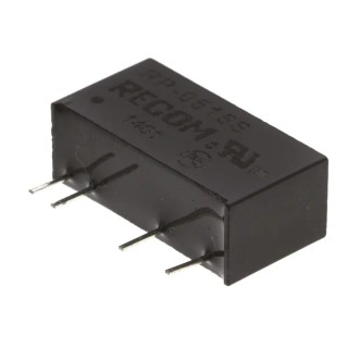 Recom DC/DC Converter with 15V Output, 66 mA Current, 5V DC Input, 1W Power, Through Hole Mount RP-0515S
