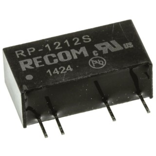Recom DC/DC Converter, 12V DC Output, 84 mA, 13.2V DC Input Max, 10.8V DC Input Min, Through Hole SIP Package, 1W RP-1212S