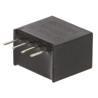 Recom DC/DC Converter 5V DC 400 mA 12V DC Input 10.8V Input 1W Through Hole SIP Package RI-1205S