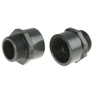 Georg Fischer Plastic Pipe Fitting Straight Adapter 2 in PVC-U Grey 76mm Length 721911711
