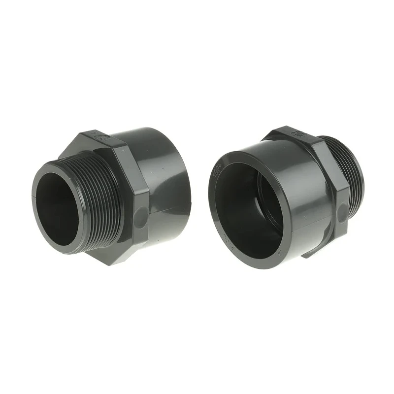 Georg Fischer Plastic Pipe Fitting Straight Adapter 2 in PVC-U Grey 76mm Length 721911711