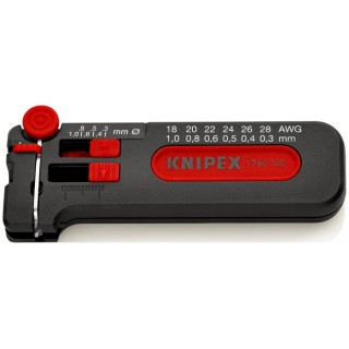 Knipex Mini Stripping Tool 0.3 to 1 mm² Plastic Handle, Burnished Finish, 100mm Length 12 80 100 SB