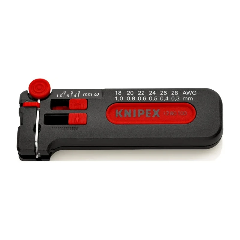 Knipex Mini Stripping Tool 0.3 to 1 mm² Plastic Handle, Burnished Finish, 100mm Length 12 80 100 SB