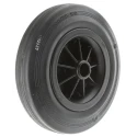 Tente Black Rubber Trolley Wheel 200mm Diameter 50mm Width 20mm Bore Plain Bore Hub 205 kg Load Capacity PVO200/50X20LM58