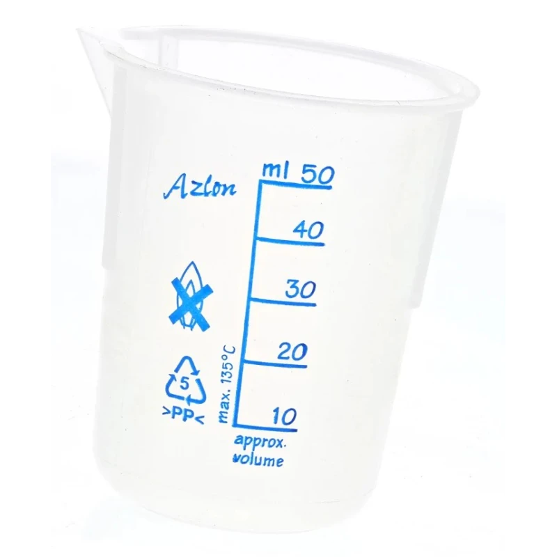 RS PRO Polypropylene 50ml Beaker ISO 7056, Transparent, Chemical Resistant, 61mm Length 461-0134