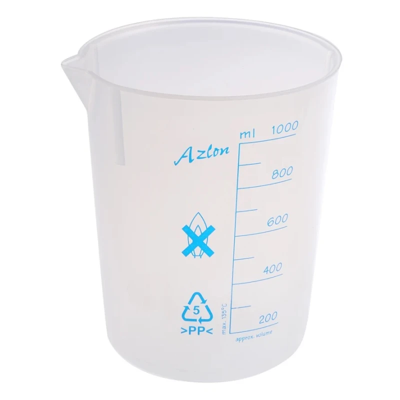 RS PRO Polypropylene Laboratory 1L Beaker Clear Chemical Resistant 148mm Length 461-0184